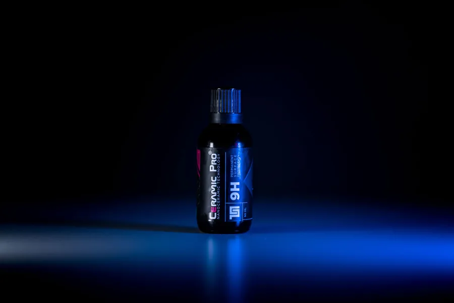 A professional-only Ceramic Pro 9H coating bottle